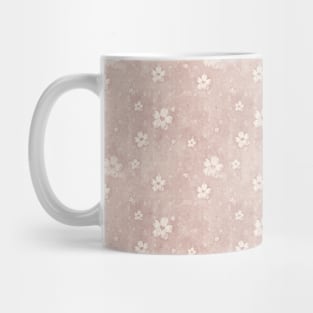 Blush Pink Grunge Flowers and Hearts Pattern Mug